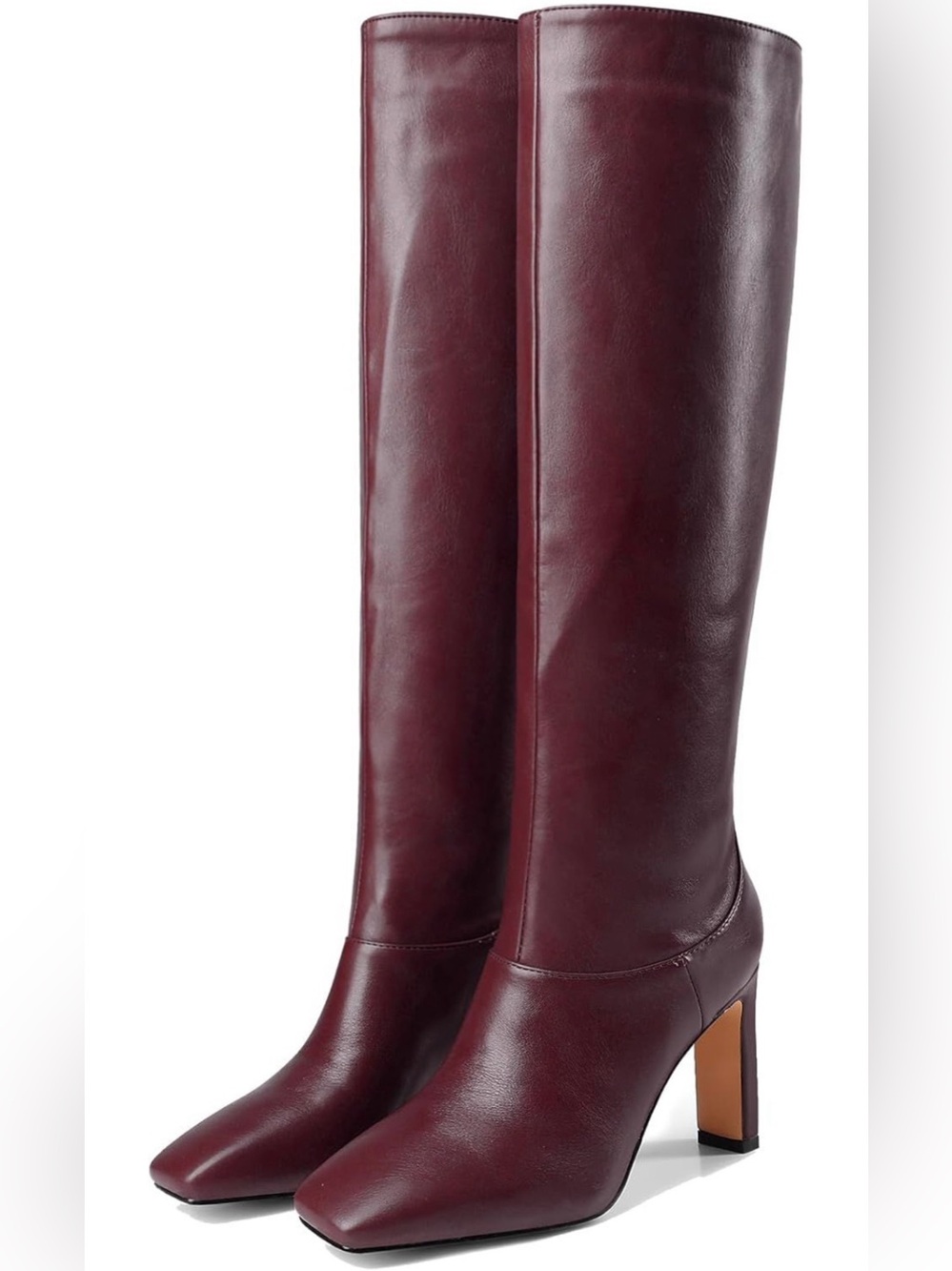 Yiya Women's Tall Square-Toe Knee-High Boots in Cherry Red / Euro 40; US 8.5 - Picture 4 of 16